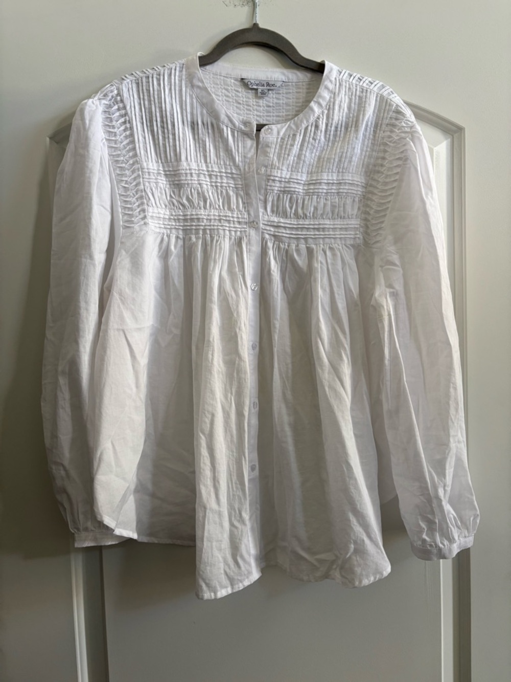 Orchis Rose White Pintuck Button-Down Blouse